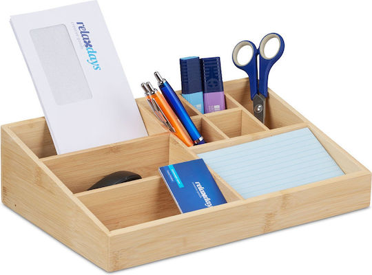 Schreibtisch-Kosmetik-Organizer 9 Fächer Verschiedene Größen Bambus 9 x 33 x 21 cm
