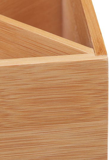 Desk Supplies Organizer 3 Compartments Bamboo Brown 10.5 x 16.5 x 16.5 Cm