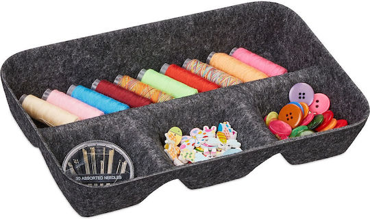 Desk Drawer Organizer Anthracite Made of Textile Material 5.5 x 29.5 x 19 cm
