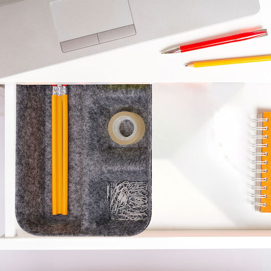 Desk Drawer Organizer Anthracite Made of Textile Material 5.5 x 29.5 x 19 cm