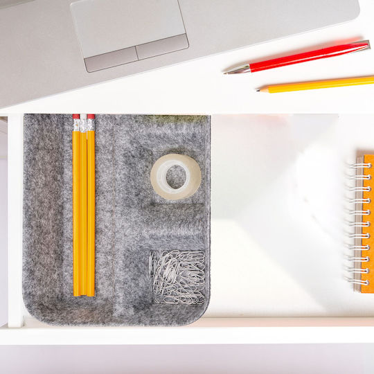 Desk Drawer Organizer Gray Made Fabric 5.5 X 29.5 X 19 Cm