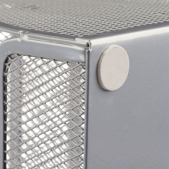 Organizator de birou din metal cu 6 compartimente și sertar argintiu 12,5 X 27,5 X 14 cm