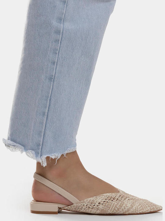 Damen Ballerinas Slingback mit Riemen in Beige Farbe