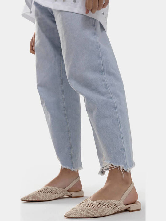 Damen Ballerinas Slingback mit Riemen in Beige Farbe