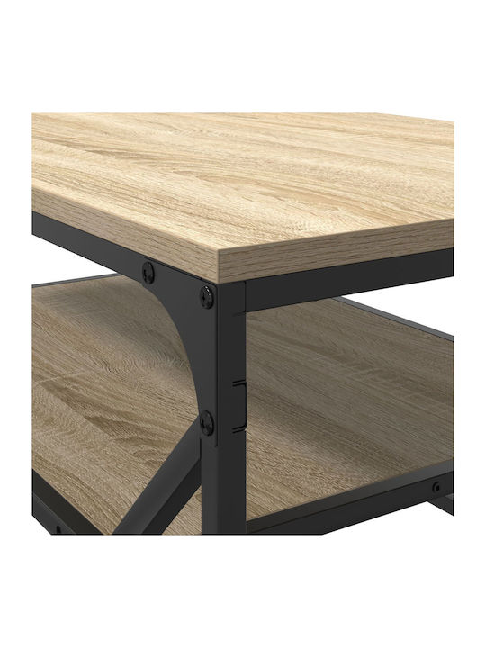 Rectangular Central Coffee Table Made of Solid Wood Brown W90xD50xH40cm