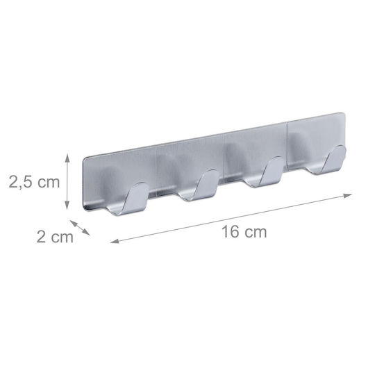 Set 3 Adhesive Hooks Maximum Load 6 Kg 2.5 X 16 X 2 Cm