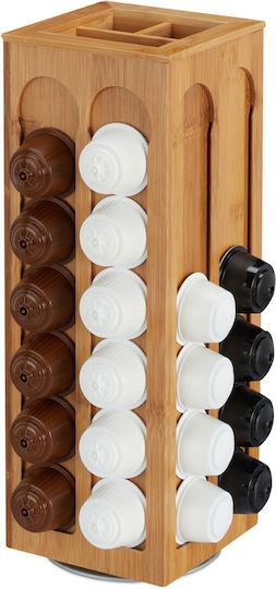 Rotating Coffee Capsule Holder Dolce Gusto Type 8 Compartments Made Bamboo Holds Up To 56 Capsules 40.5 X 14 X 14 Cm Relaxdays