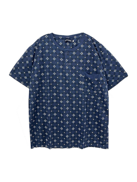 Ustyle Men's Summer Pajamas Set Navy Blue