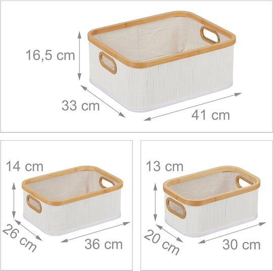 Relaxdays Hölzernes Aufbewahrungsbox mit Deckel Weiß 3Stück