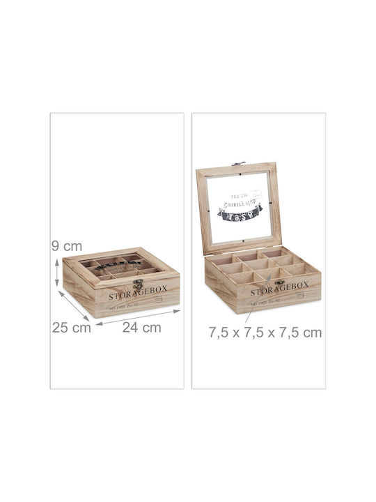 Relaxdays Lemn Cutie de Depozitare cu Capac Bej 9x24x25cm 1buc