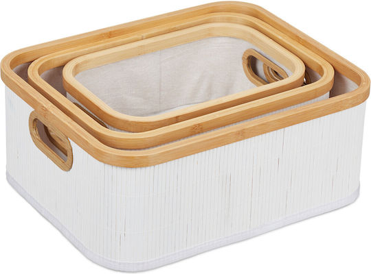 Relaxdays Hölzernes Aufbewahrungsbox mit Deckel Weiß 3Stück