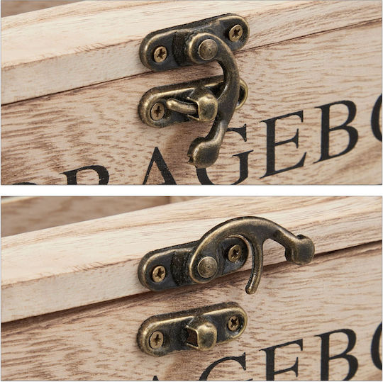 Relaxdays Hölzernes Aufbewahrungsbox mit Deckel Beige 9x24x25cm 1Stück