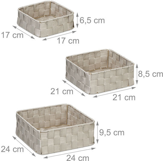 Relaxdays Plastic Storage Box with Lid Gray 3pcs