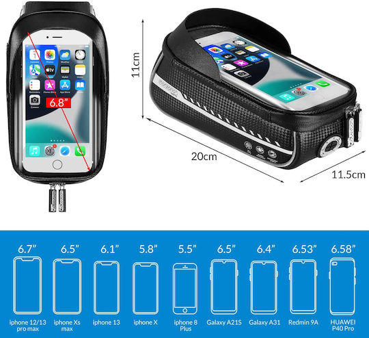Suport Telefon Bicicletă Maxim 7 inci Impermeabil Monzana Negru Suport Power Bank Căști 20x11.5x11 Cm