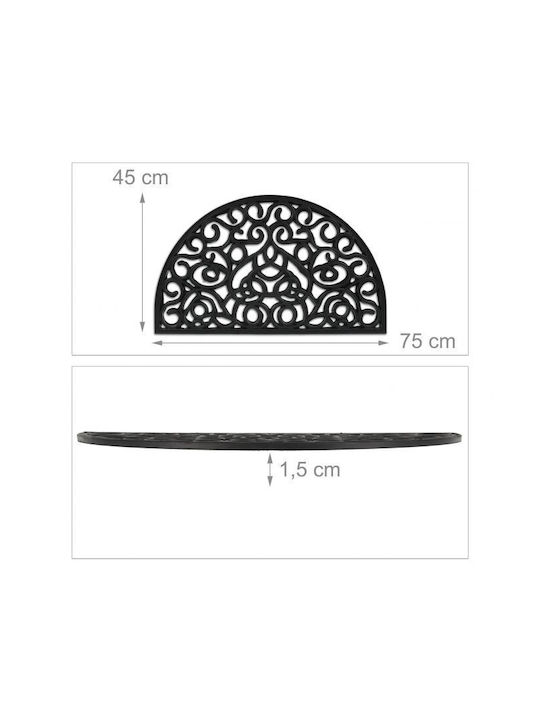 Relaxdays Covor de Intrare Antiderapant din Cauciuc Negru 75x45buc Grosime 15mm