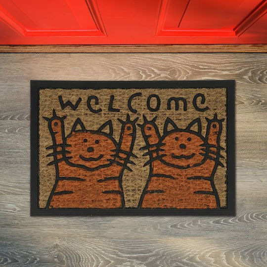 Relaxdays Covor de Intrare din Cocos cu Suport Antiderapant Multicolor 60x40buc Grosime 15mm