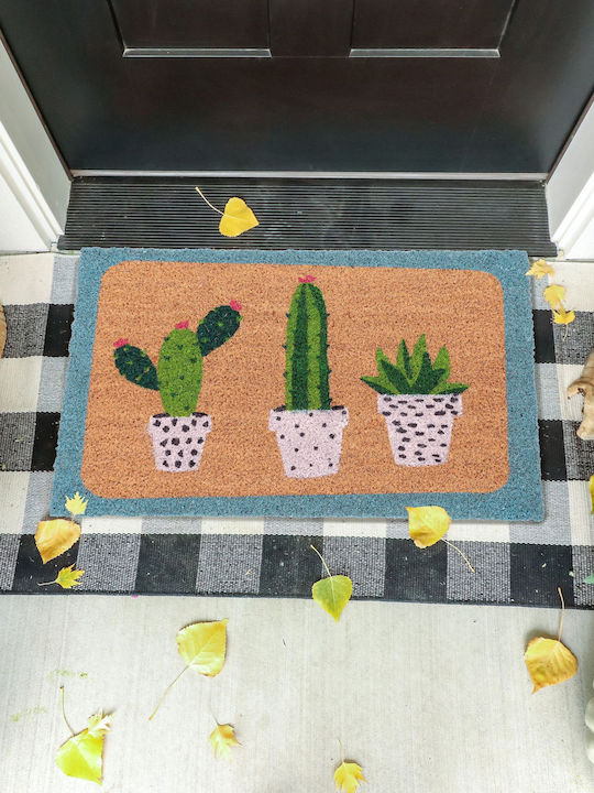 Relaxdays Covor de Intrare din Cocos cu Suport Antiderapant Multicolor x60buc