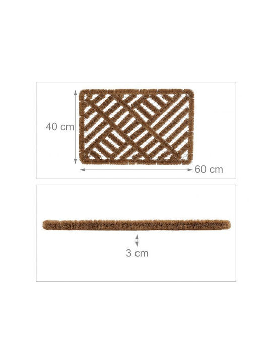 Relaxdays Covor de Intrare din Cocos cu Suport Antiderapant Maro 60x40buc Grosime 30mm