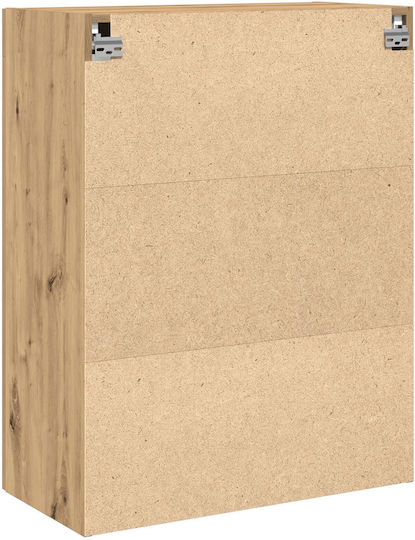Wall Living Room Display Cabinet made of Particleboard with Glass Artisan Oak 69.5x34x90cm