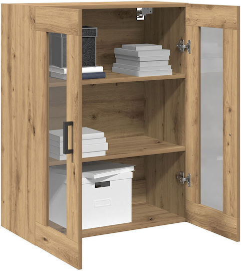 Wall Living Room Display Cabinet made of Particleboard with Glass Artisan Oak 69.5x34x90cm