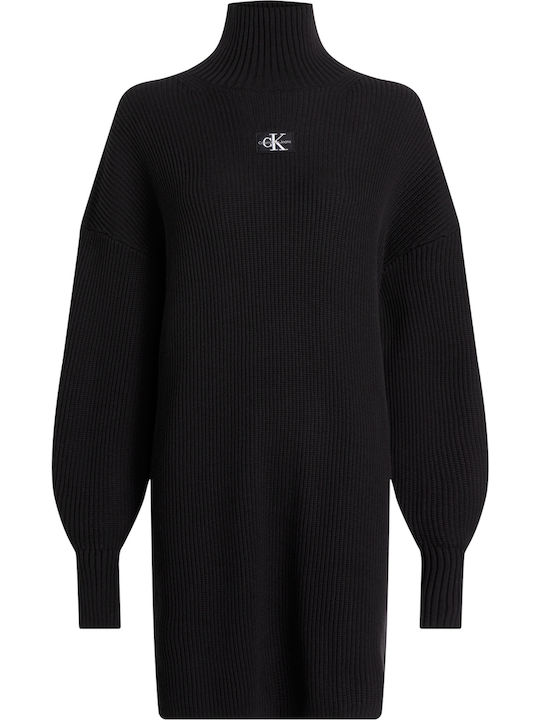 Mini Dress Turtleneck Black