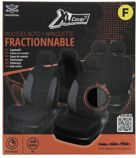 Xl Cover Σετ Καλύμματα Αυτοκινήτου 9τμχ Πολυεστερικά Μαύρα Γκρί 167004