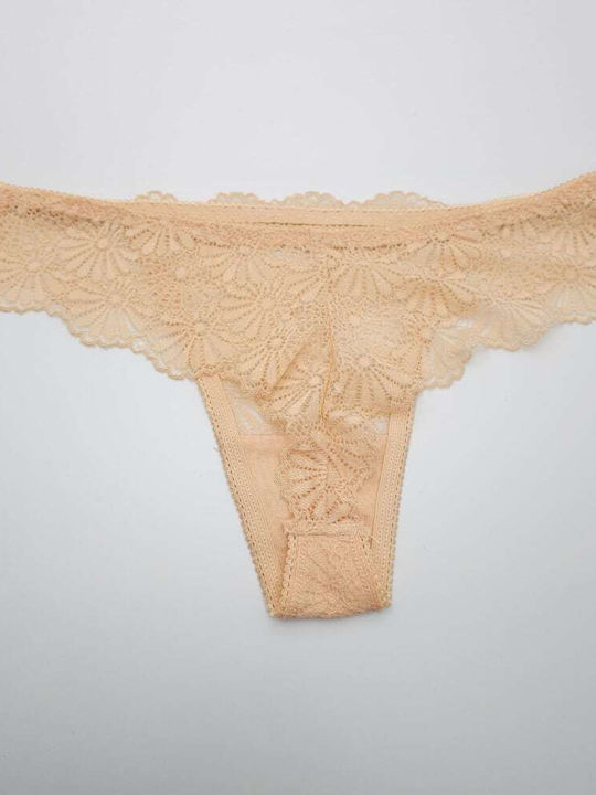 Femeie Șir de caractere cu Dantelă Beige