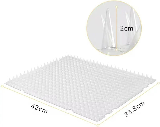 Covoraș de descurajare cu țepi din plastic – Transparent – Durabil și flexibil – L42xW34xH2cm
