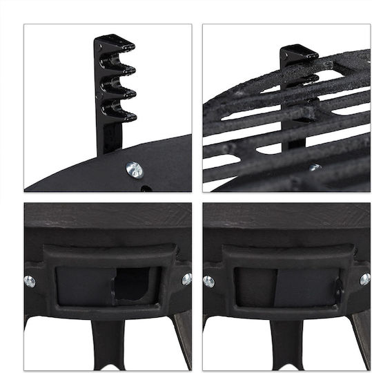 Gusseisen-Grill 40x45x36 cm Höhenverstellbar Relaxdays