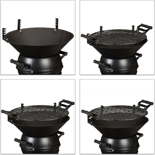 Cast Iron Grill 39x46x36 Cm Height Adjustable In 3 Levels Relaxdays