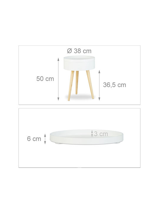 Masă Laterală Rotundă Din Lemn Masiv Maro M50xL50xÎ38cm