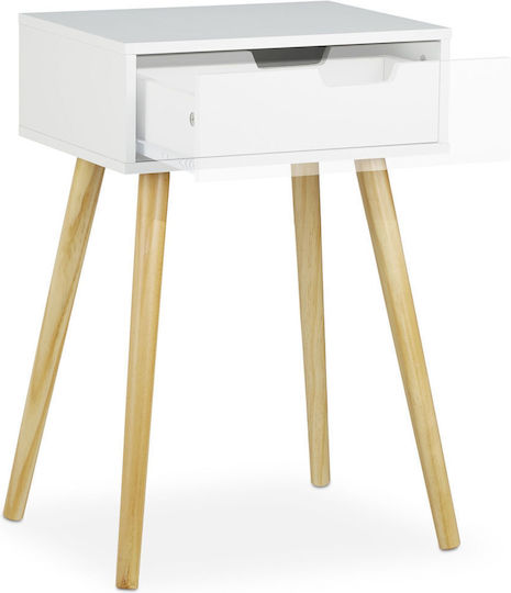 Wooden Bedside Table White 30x60x40cm