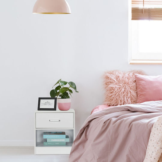 Wooden Bedside Table White 31x41.5x39cm
