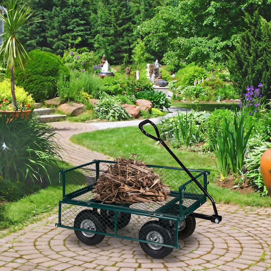 Cărucior de transport metalic Relaxdays cu pneuri verzi 50 x 50 x 110 cm capacitate de încărcare 200 kg