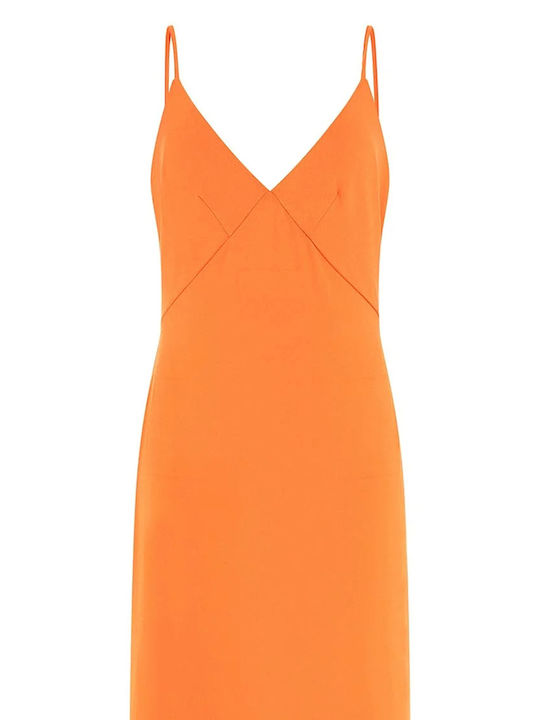 Ramsha Summer Maxi Dress with Slit Orange