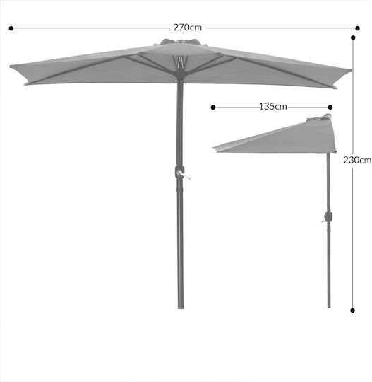 Umbrelă Suspendată Din Aluminiu Gri 2.3x2.3xÎnălțime 2.7m