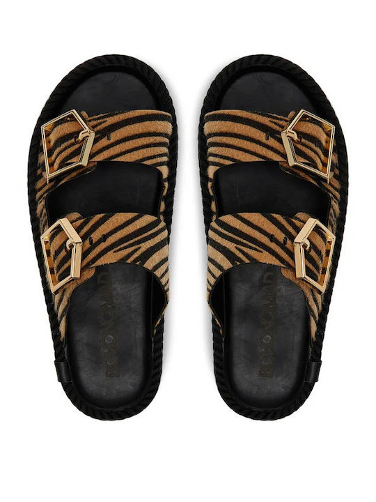 Leather Women's Flat Sandals Anatomic Zebra