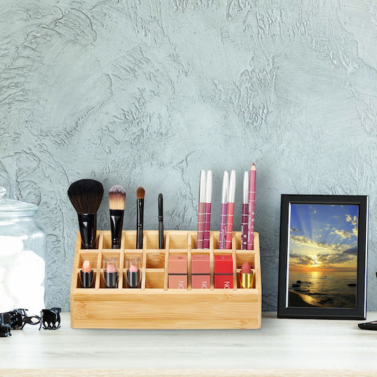 Relaxdays Organizator Cosmetice Cu Separatoare Maro 23x10x9cm