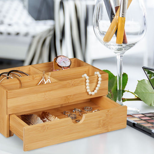 Relaxdays Organizator Cosmetice Cu Sertare Și Separatoare Maro 27x15x11cm