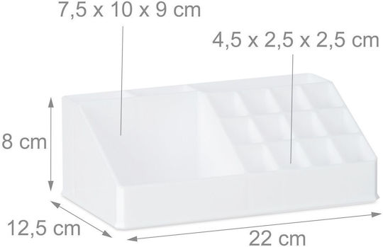 Relaxdays Kosmetikorganisator mit Trennzeichen Weiß 22x12,5x8cm
