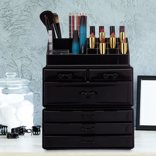 Relaxdays Organizator Cosmetice Cu 6 Sertare Negru 29x23.5x14cm
