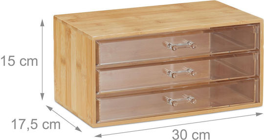 Relaxdays Organizator Cosmetice Cu 3 Sertare Transparent 30x17.5x15cm