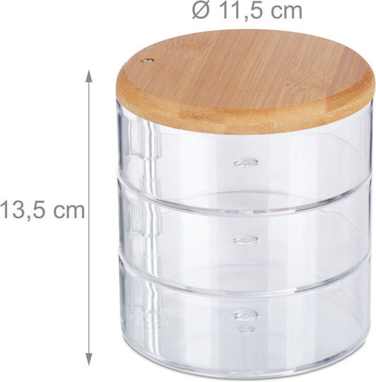 Relaxdays Cutie De Organizare Cosmetice Cu Separatoare Transparentă 13.5x11.5cm