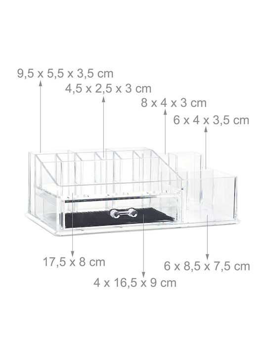 Relaxdays Kosmetikorganisator Mit Schubladen Und Trennzeichen Transparent 28x18x10cm