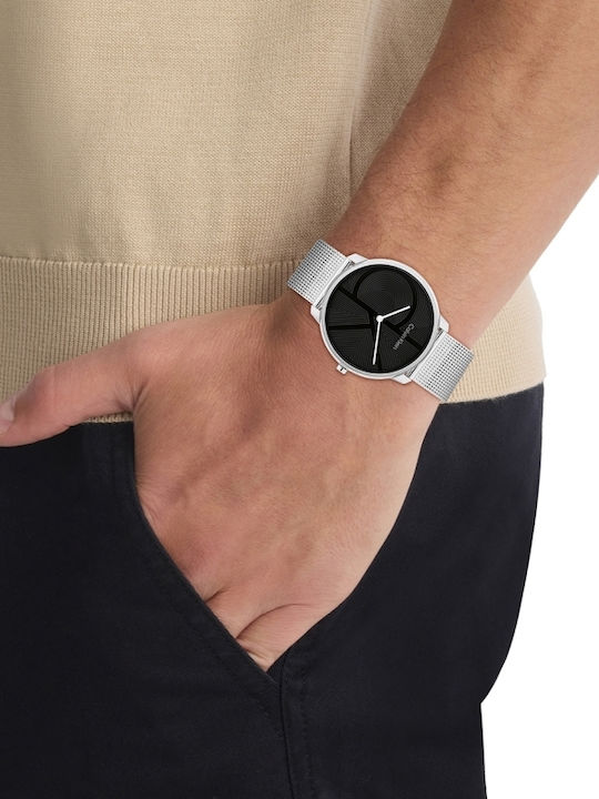 Calvin Klein Iconic Men's Watch 40mm Battery with Silver Metal Bracelet