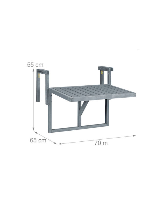 Wooden Masa pentru spații exterioare mici Pliabil Gri 55x70x65buc