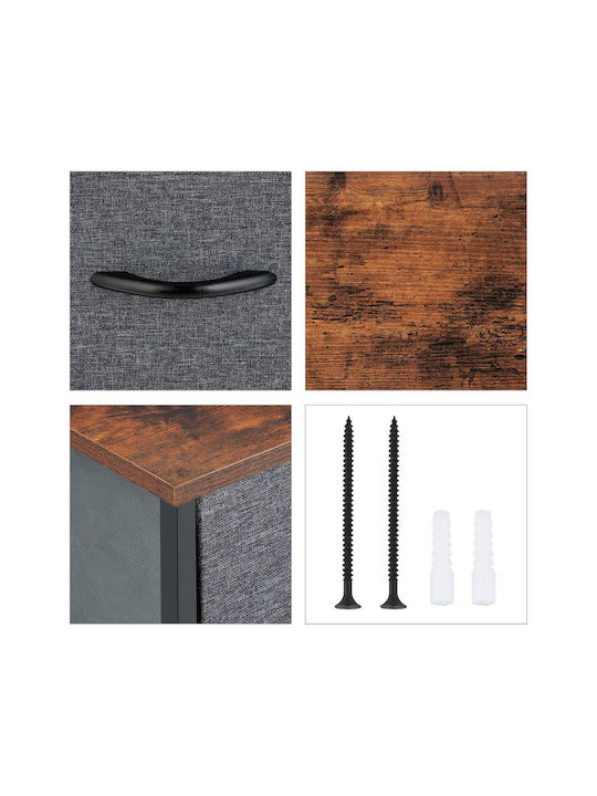 Comoda pentru Dormitor Metalică cu 8 sertare Gri cu Acoperire Textilă 100x30x100buc
