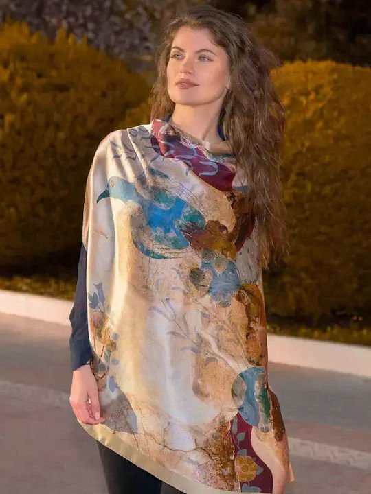 Kalfas Luxury Silk Square Women's Silk Scarf Blue