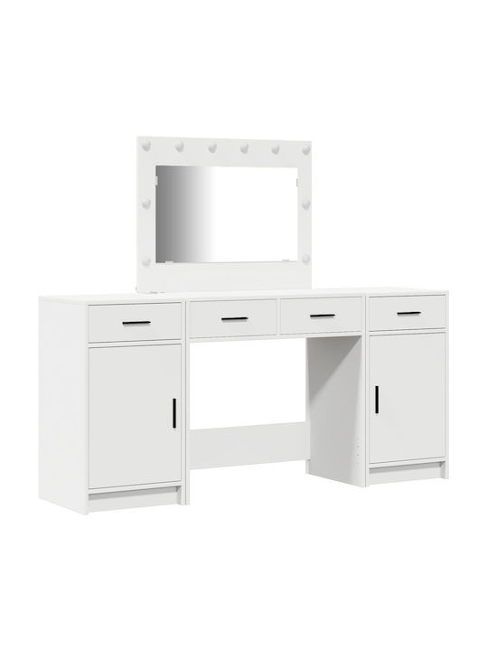 Bodenstehende Schminktisch Schlafzimmer Holz Weiß mit Spiegel 78.5x41x135cm