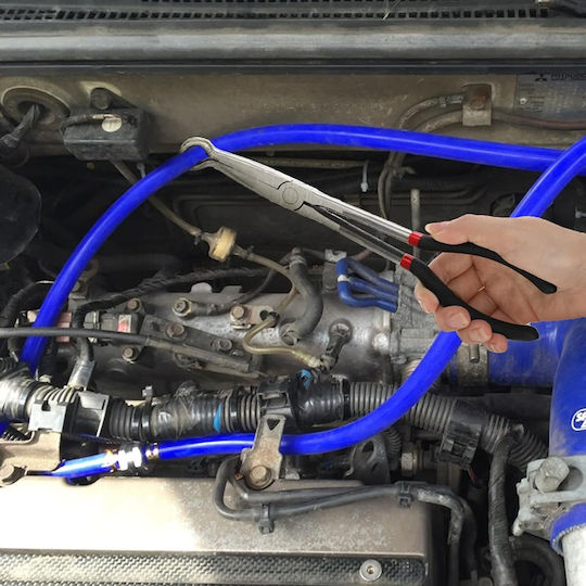 Set 4 Clești Profesionali Lungime 28 Cm – Clește Drept Clește Tip Ac 90° Clește Tip Ac 45° Clește pentru Coliere Furtun – Trusă de Reparații Auto Diy Cu Husă de Transport Onuvio